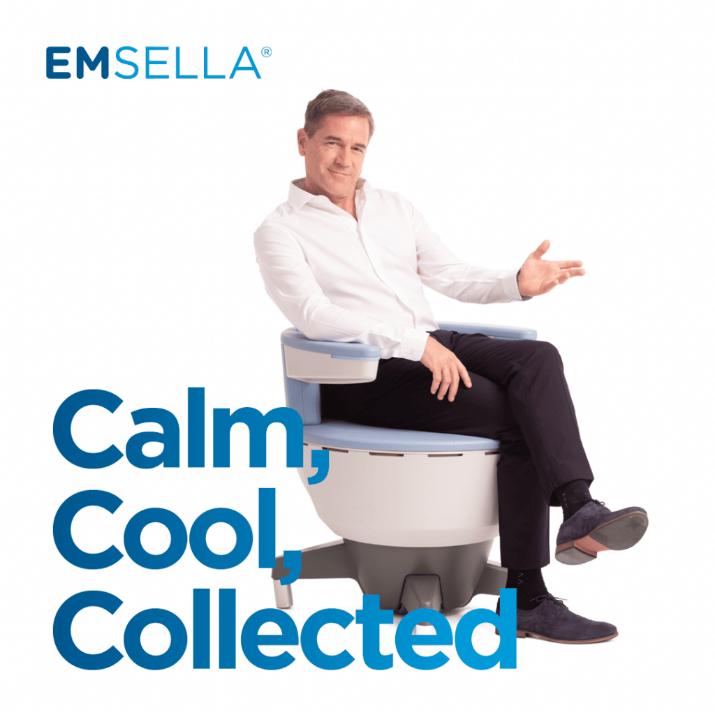 Man sitting on EMSELLA chaira